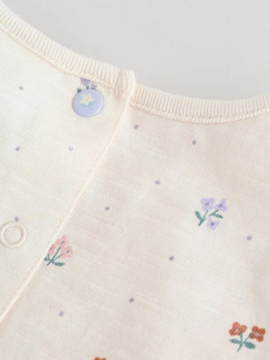 Next 3 Pack Baby Rompers Lilac and Ecru