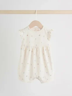 Next 3 Pack Baby Rompers Lilac and Ecru