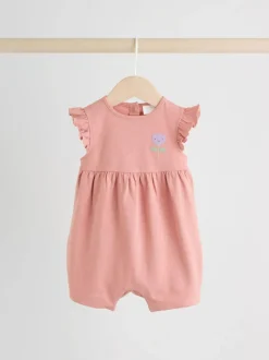 Next 3 Pack Baby Rompers Lilac and Ecru