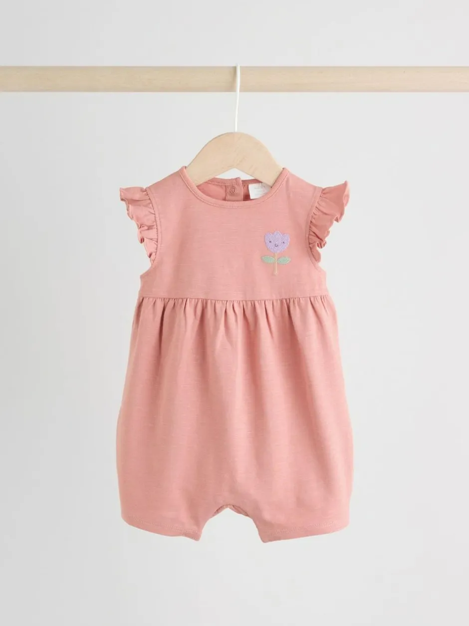 Next 3 Pack Baby Rompers Lilac and Ecru