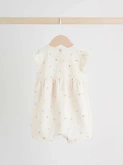 Next 3 Pack Baby Rompers Lilac and Ecru