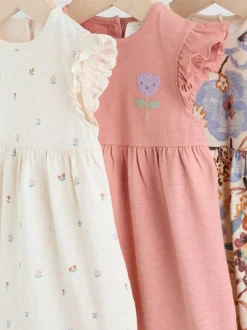 Next 3 Pack Baby Rompers Lilac and Ecru