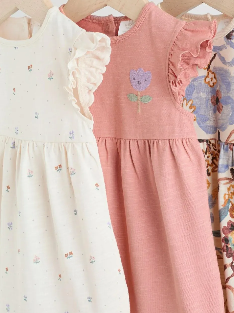 Next 3 Pack Baby Rompers Lilac and Ecru