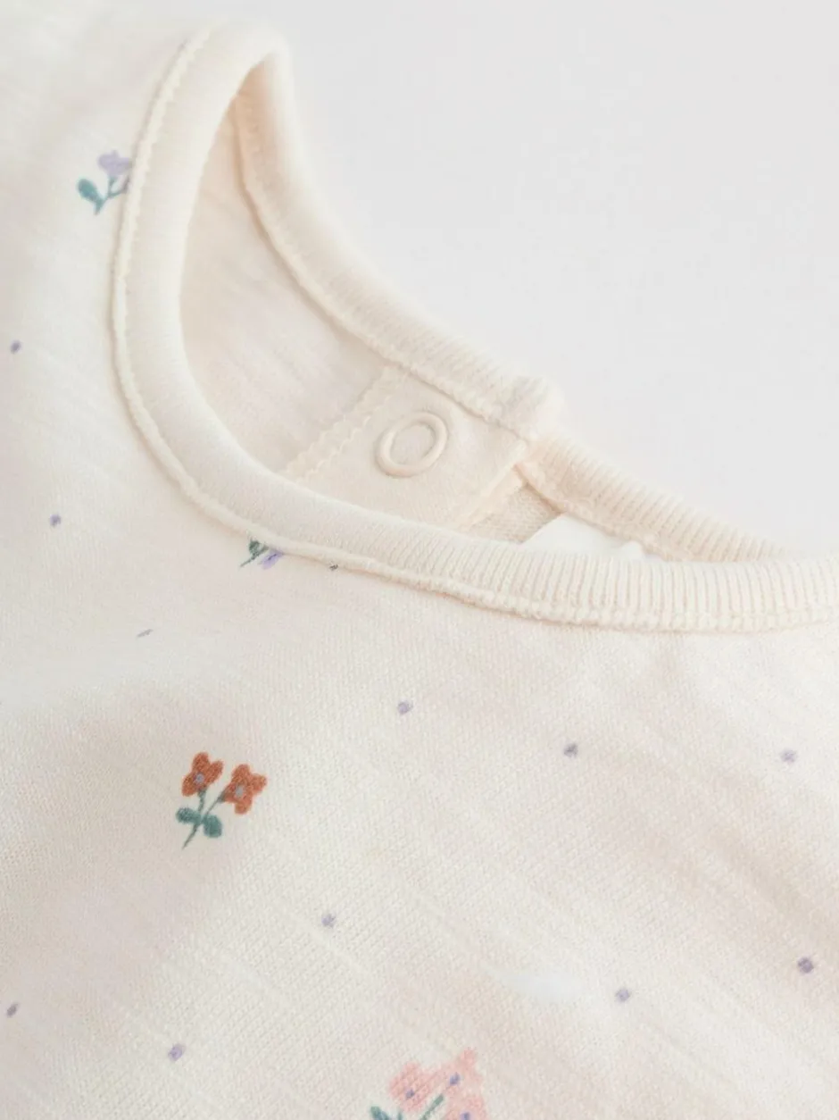 Next 3 Pack Baby Rompers Lilac and Ecru