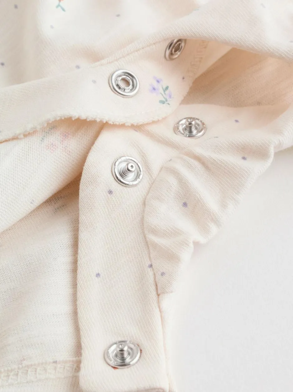 Next 3 Pack Baby Rompers Lilac and Ecru