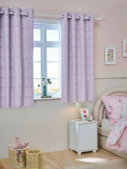 Next Bobble Pom Eyelet Blackout Curtains Lilac Hot