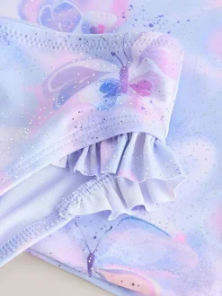 Next Short Sleeved Sunsafe Swim Set (3mths-10yrs) Lilac Purple Butterfly Foil New