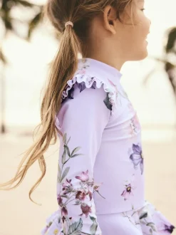 Next Sunsafe Swim Set (3mths-7yrs) Lilac Purple Floral Discount