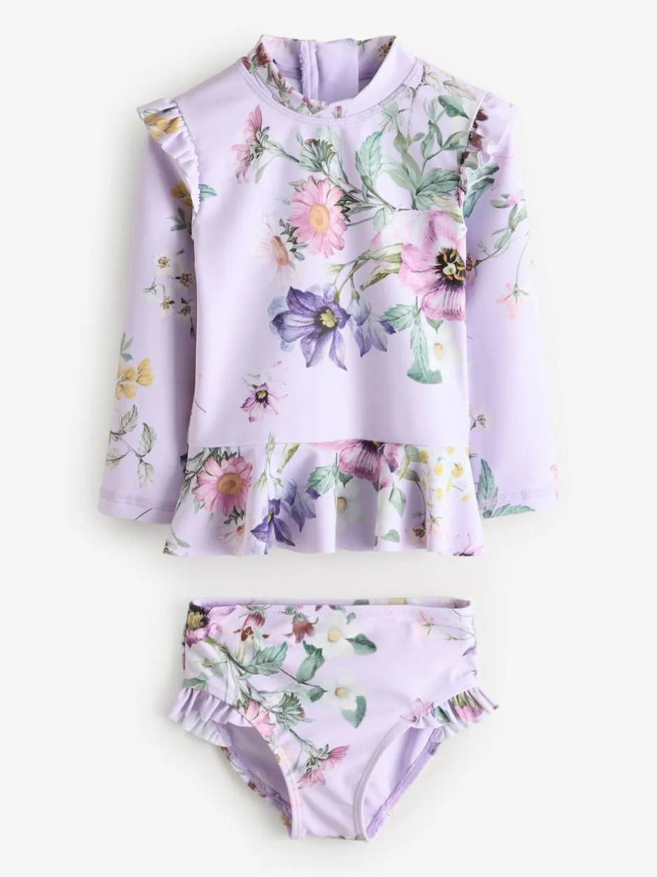 Next Sunsafe Swim Set (3mths-7yrs) Lilac Purple Floral Discount