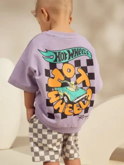 Next Lilac Purple Hot Wheels Check Short T-Shirt Set (9mths-8yrs) Best
