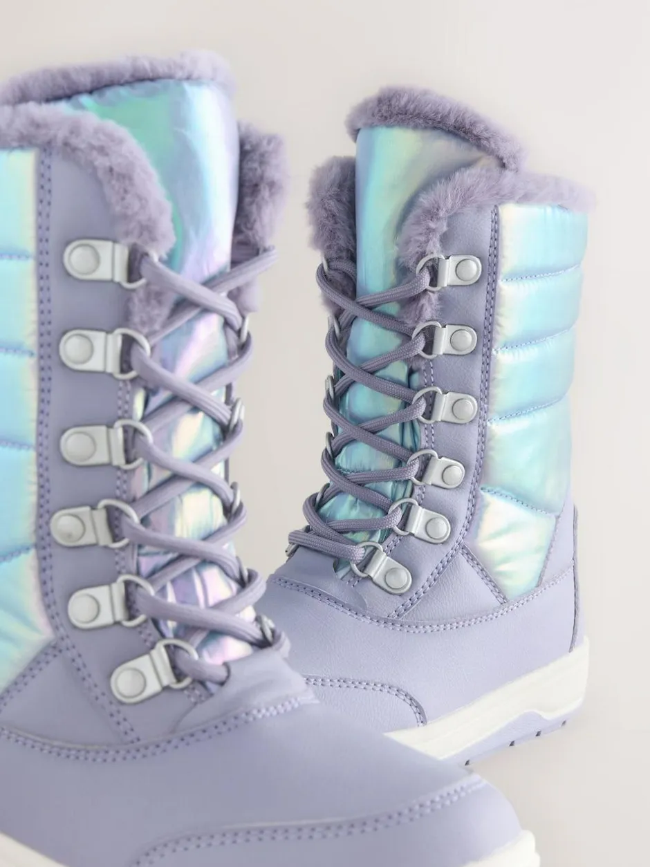 Next Lilac Purple Iridescent Waterproof Snow Boots