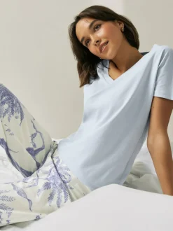 Next Short Sleeve Pyjamas Lilac Purple Palm Clearance