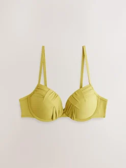 Next Draped Padded Shaping Wired Bikini Top Lime Green Online