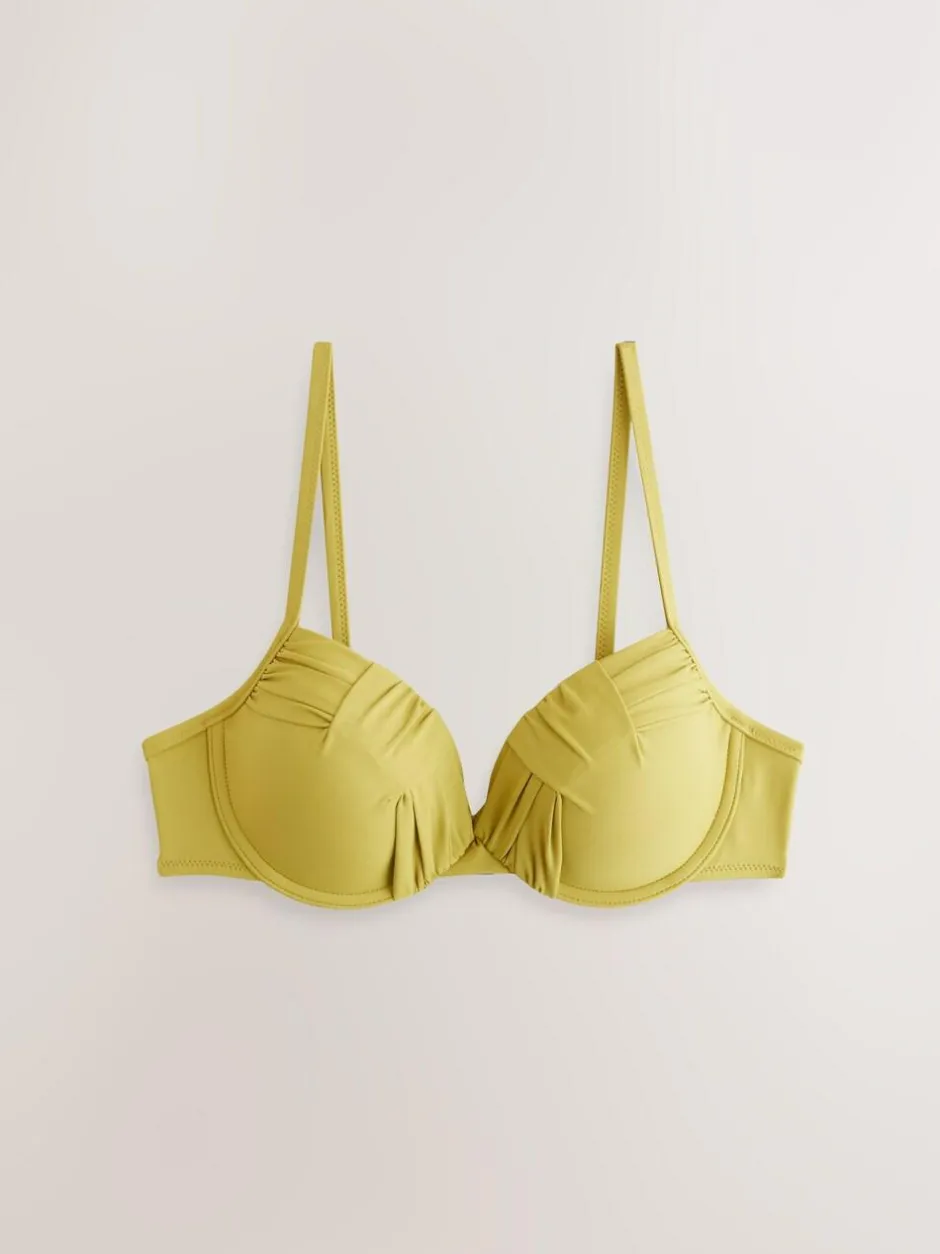 Next Draped Padded Shaping Wired Bikini Top Lime Green Online