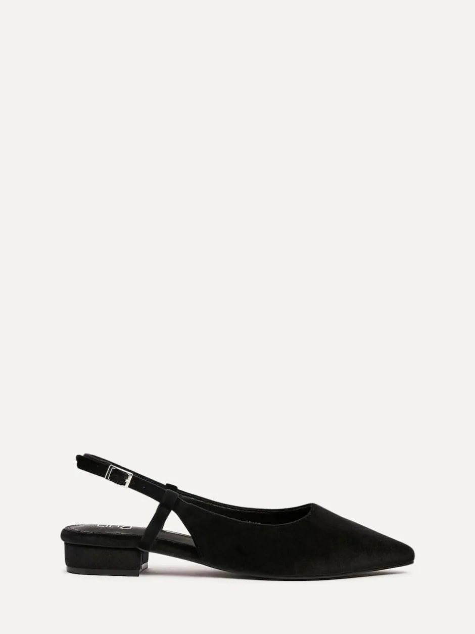 Linzi Clasica Low Heeled Slingback Courts Black Hot