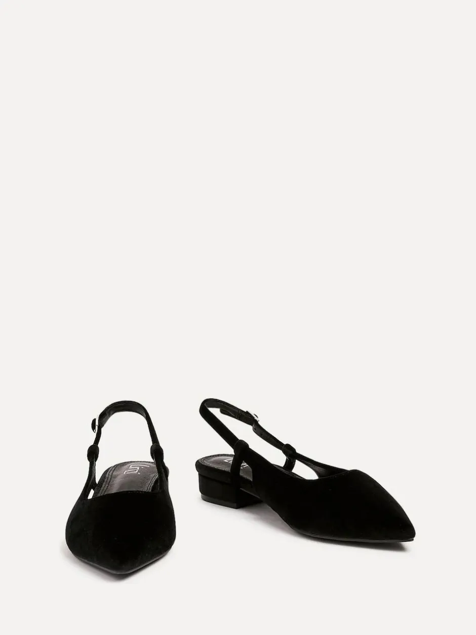 Linzi Clasica Low Heeled Slingback Courts Black Hot
