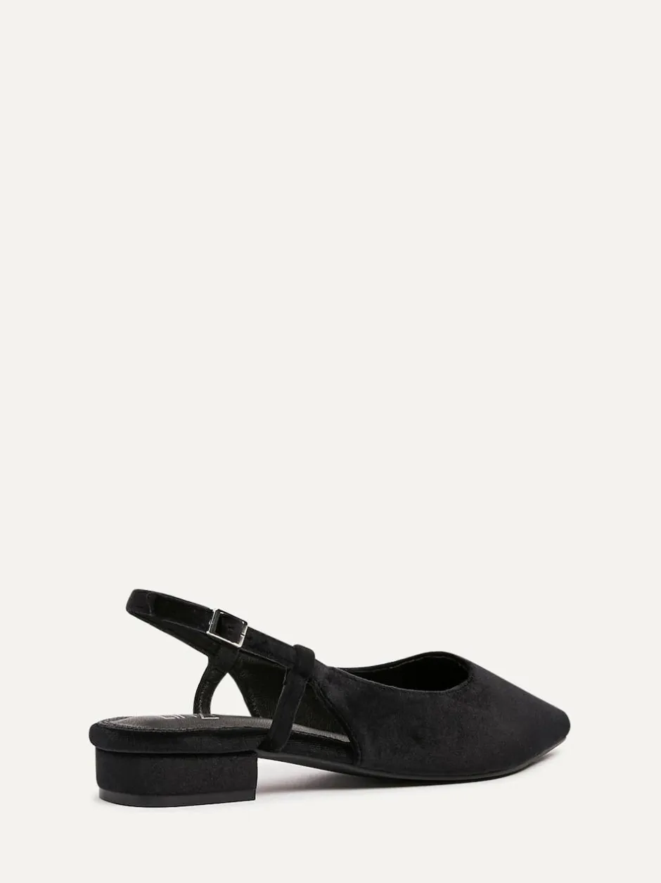Linzi Clasica Low Heeled Slingback Courts Black Hot
