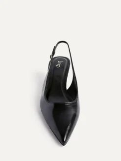 Linzi Elvira Kitten Heel Slingback Courts Black Hot