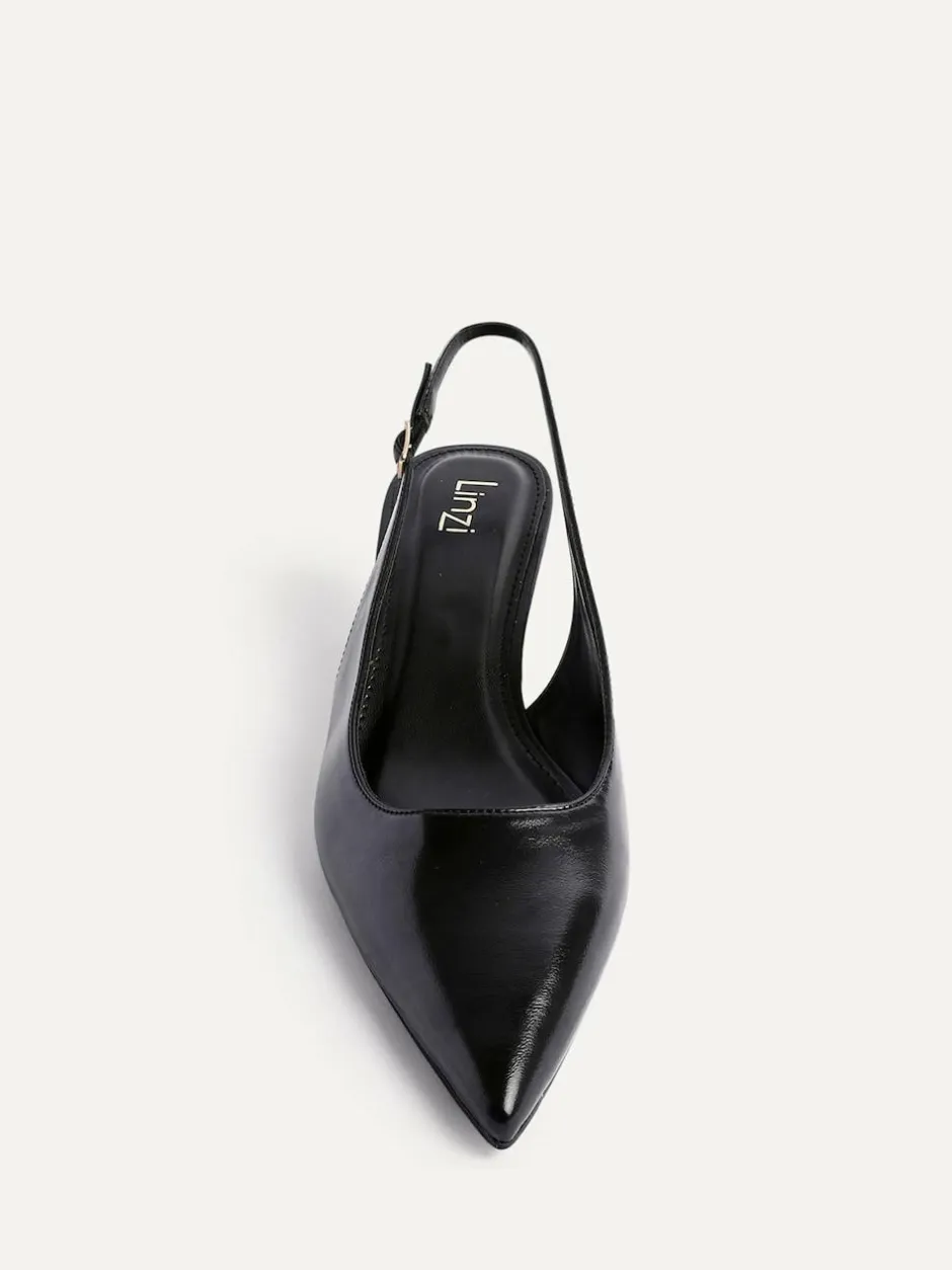 Linzi Elvira Kitten Heel Slingback Courts Black Hot