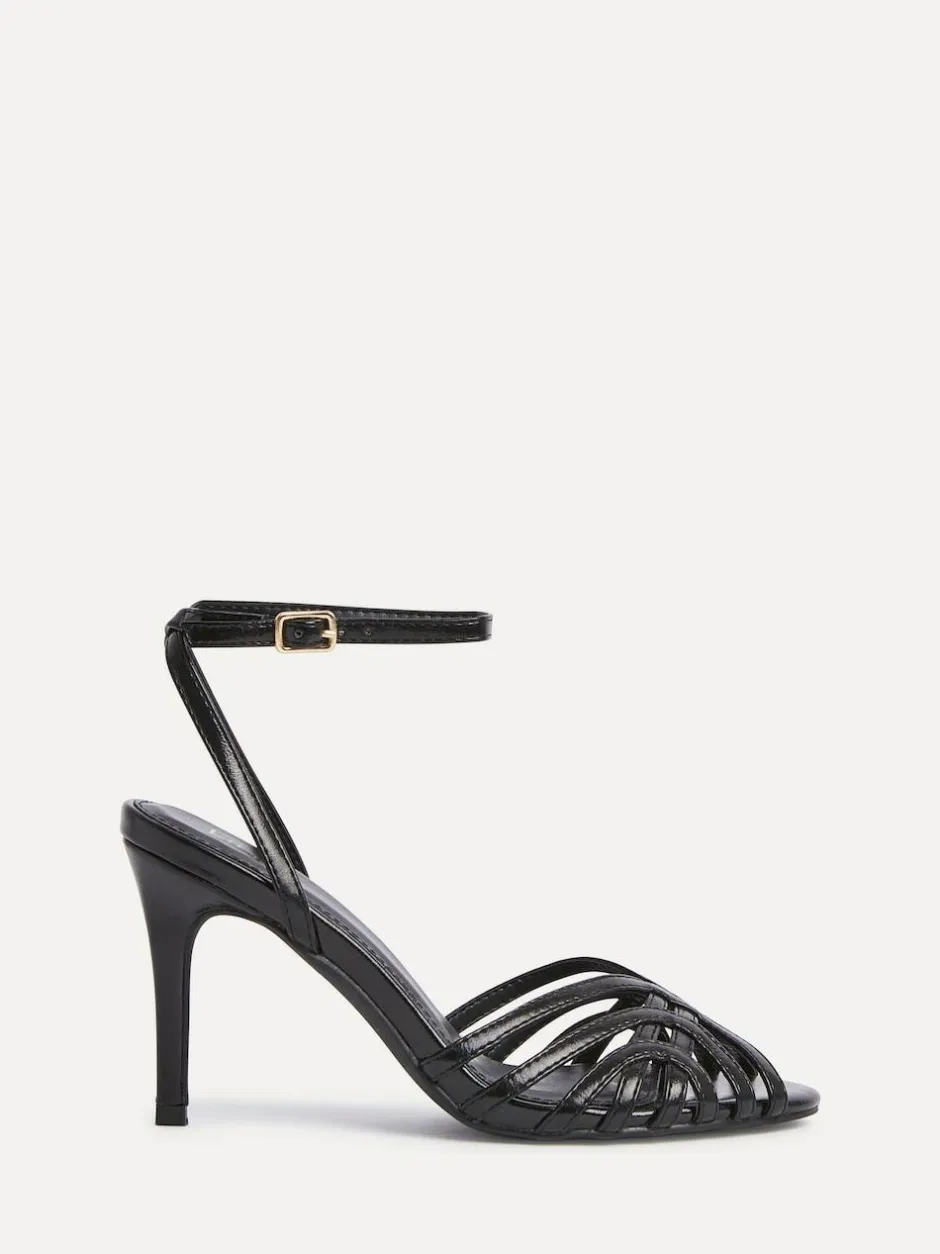Linzi Eros Caged Stiletto Heel Sandals Black