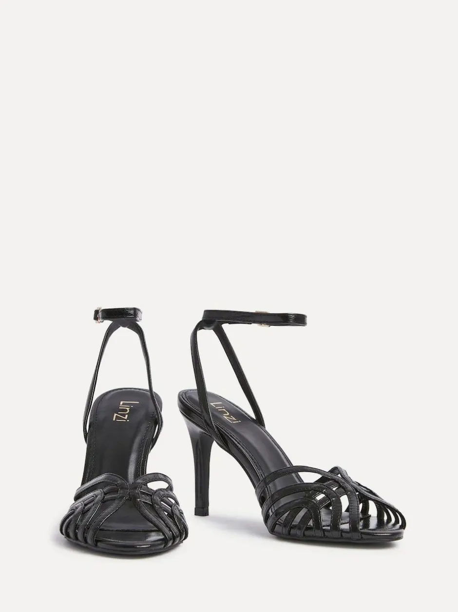Linzi Eros Caged Stiletto Heel Sandals Black