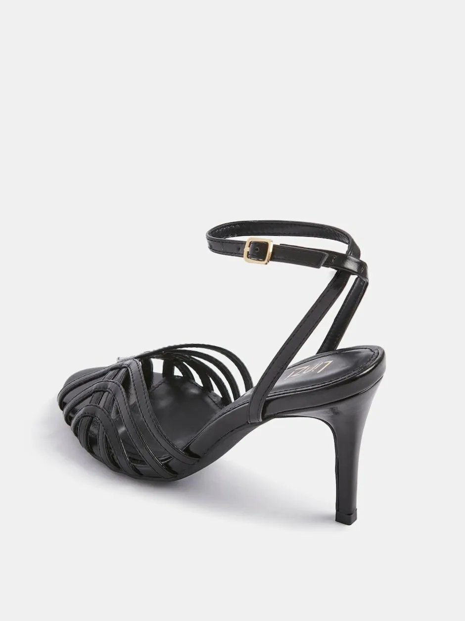 Linzi Eros Caged Stiletto Heel Sandals Black