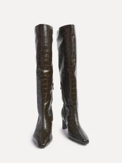 Linzi High Leg Uptown Slim Block Heel High Leg Boots Black Outlet