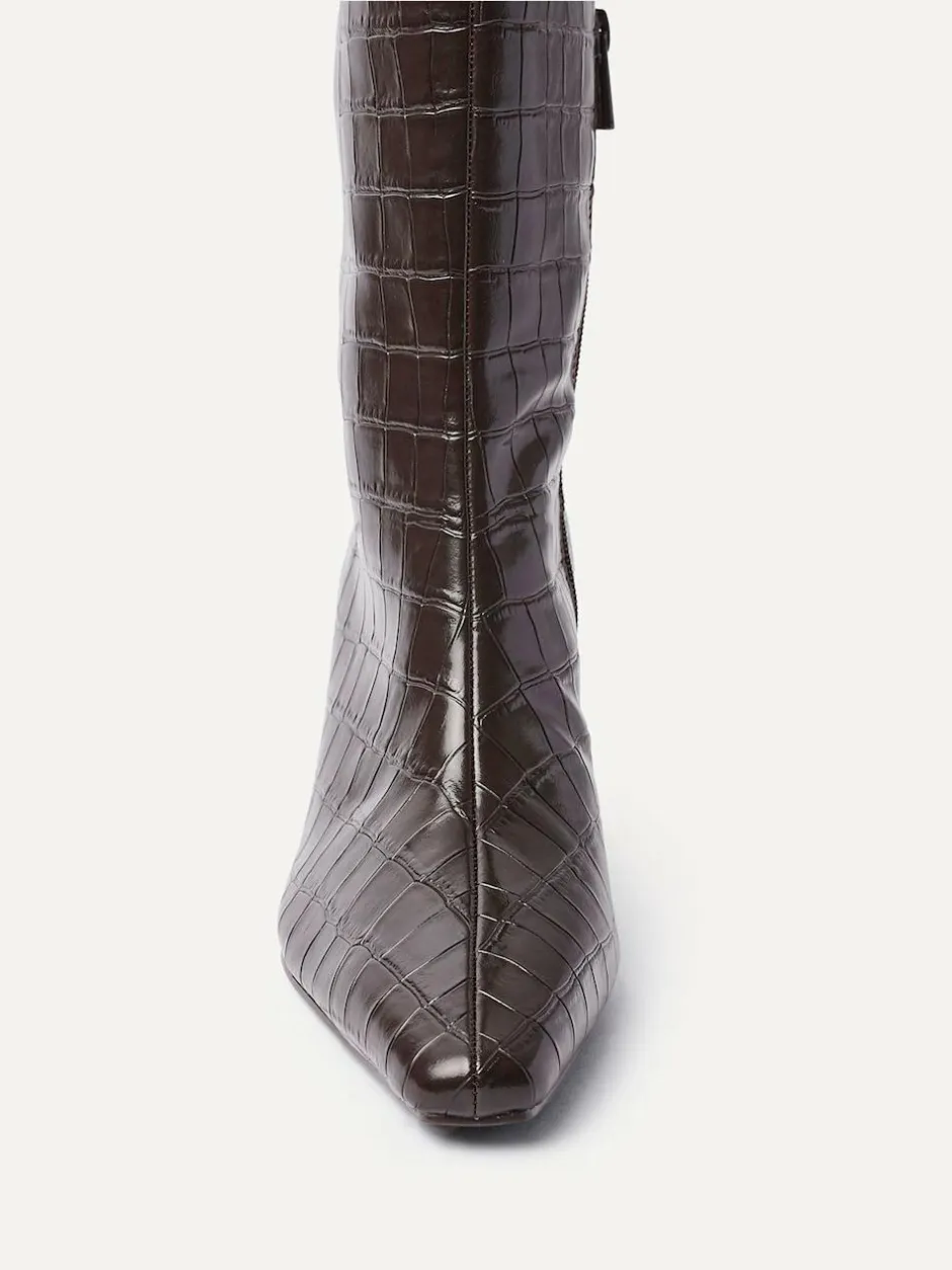 Linzi High Leg Uptown Slim Block Heel High Leg Boots Black Outlet