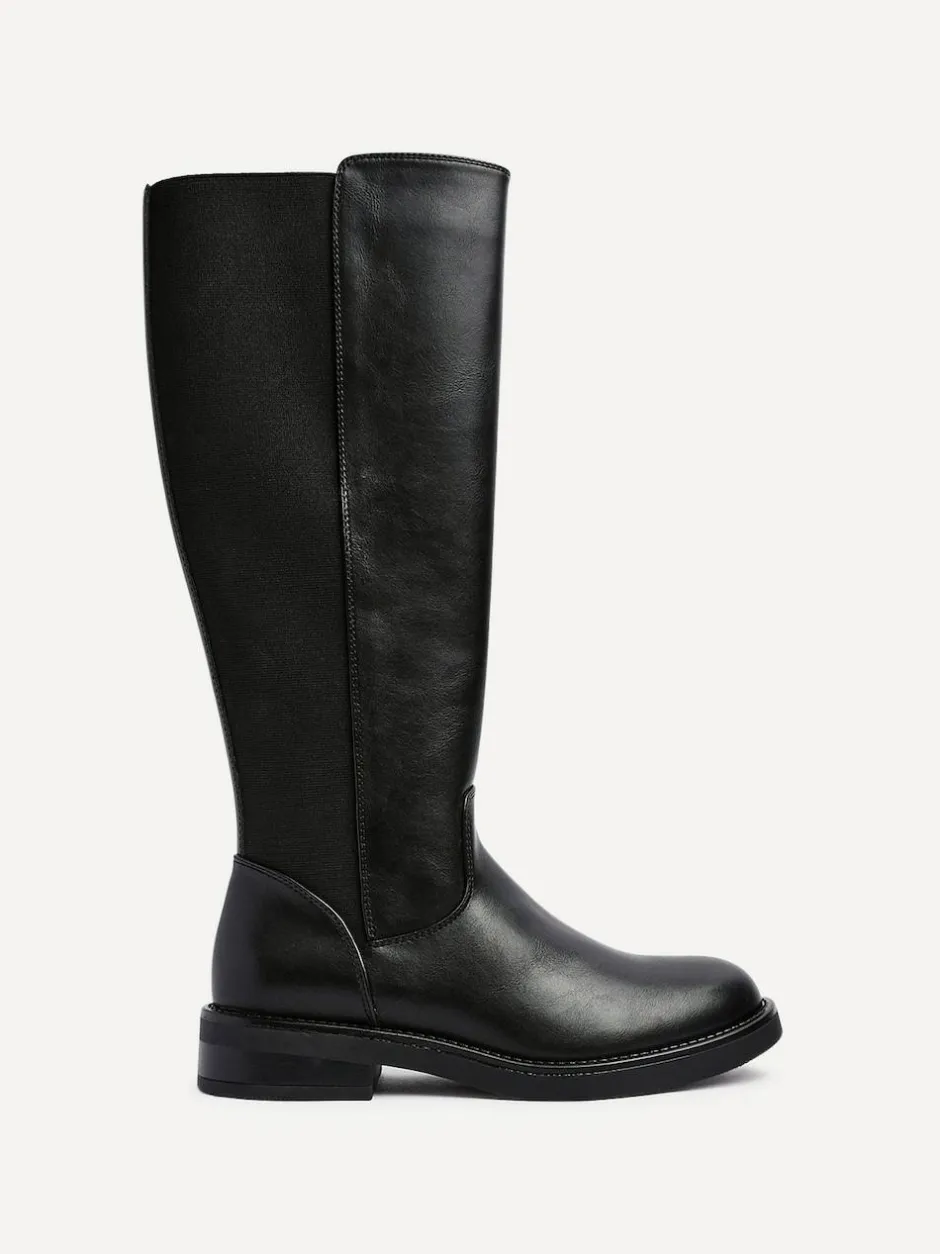 Linzi League High Leg Boots with Gusset Back Black Discount