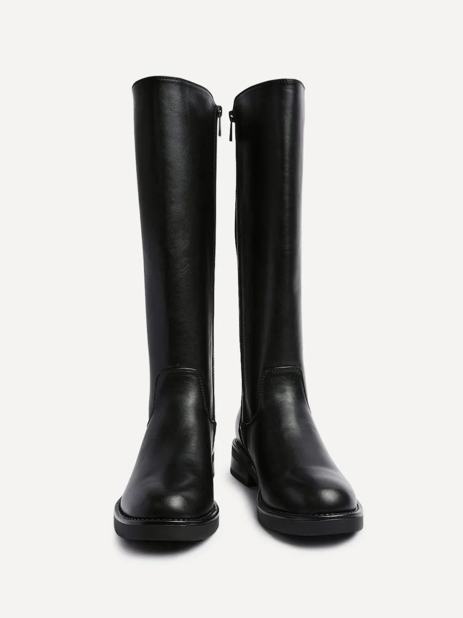 Linzi League High Leg Boots with Gusset Back Black Discount