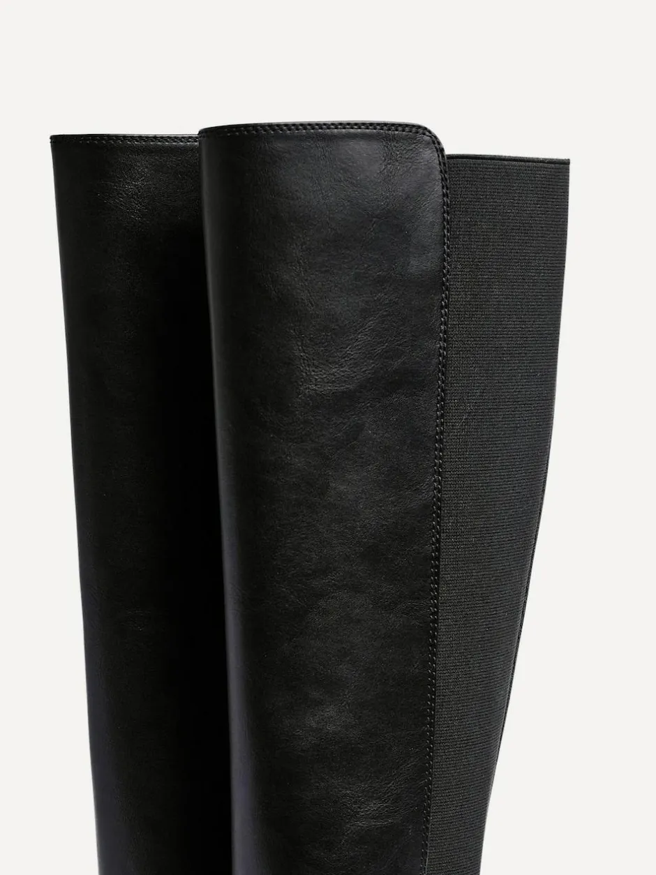 Linzi League High Leg Boots with Gusset Back Black Discount