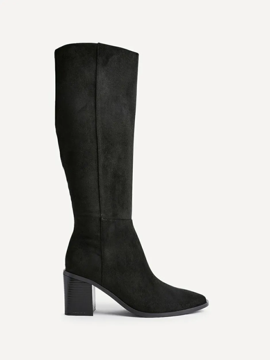 Linzi Levine Block Heeled High Leg Boots Black New