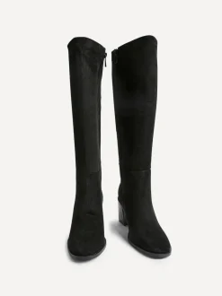 Linzi Levine Block Heeled High Leg Boots Black New