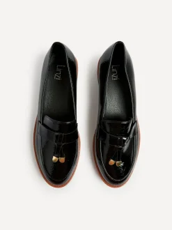 Linzi Nancy Patent Loafers With Tassel Detail Black Hot