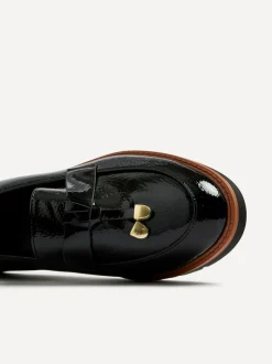 Linzi Nancy Patent Loafers With Tassel Detail Black Hot