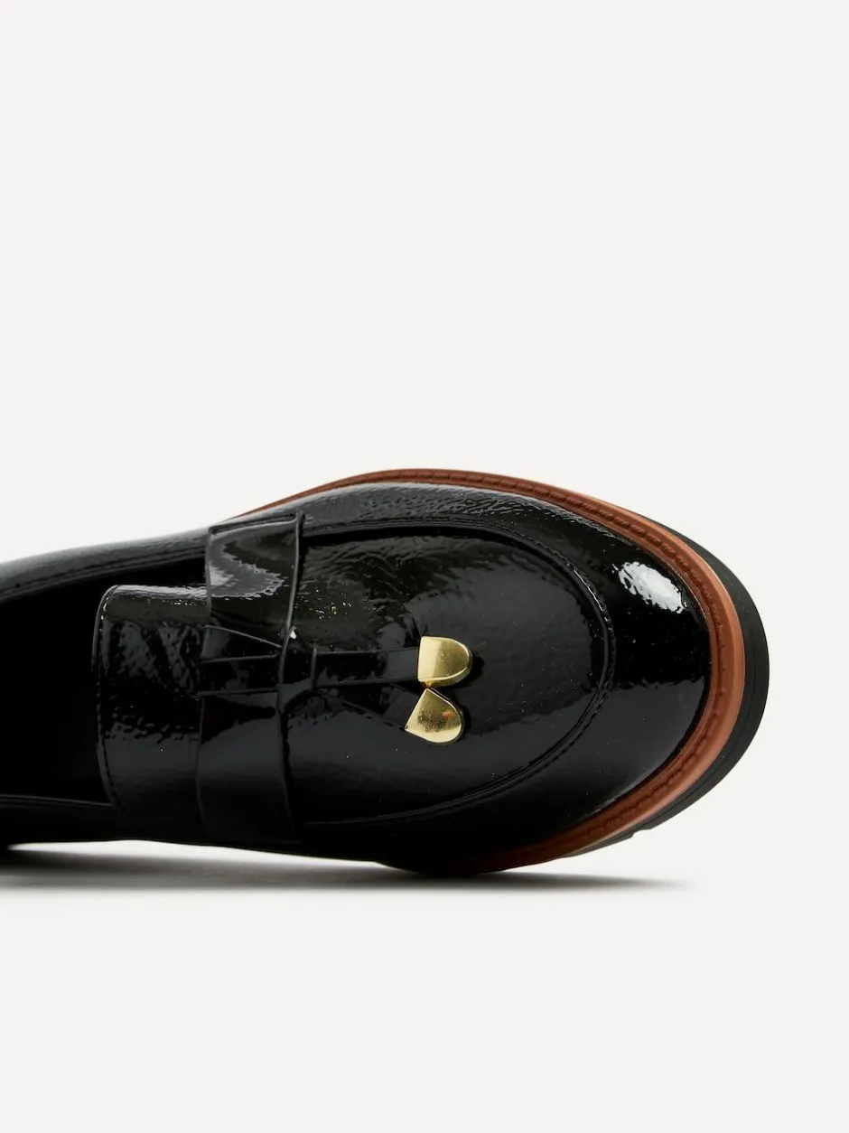 Linzi Nancy Patent Loafers With Tassel Detail Black Hot