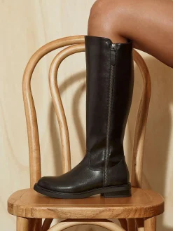 Linzi Black Roam High Leg Boots With Double Zip Detail Best