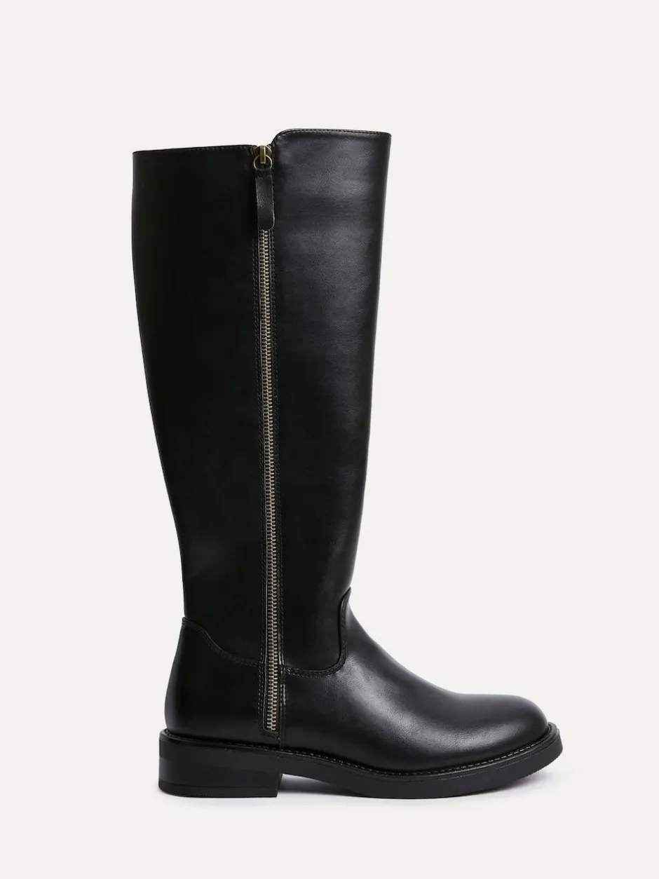 Linzi Black Roam High Leg Boots With Double Zip Detail Best