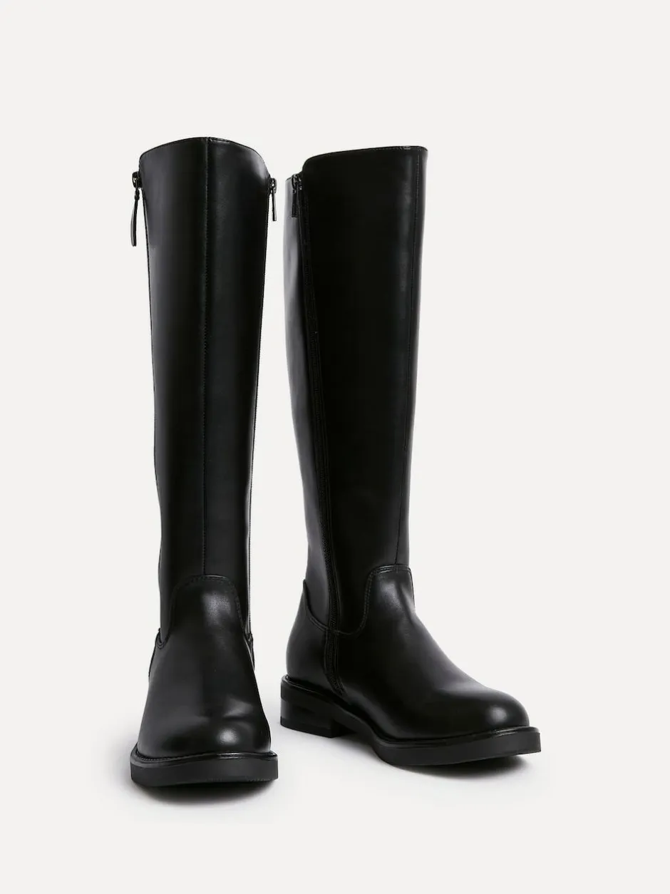 Linzi Black Roam High Leg Boots With Double Zip Detail Best