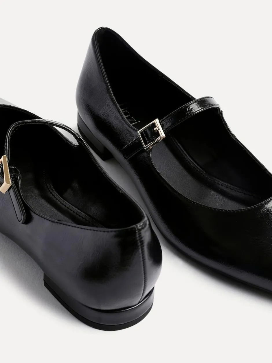 Linzi Seattle Pointed Toe Mary Jane Flats Black Online