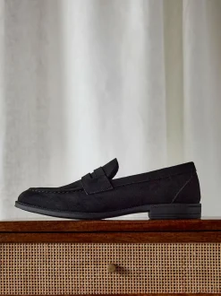Linzi Aurelio Penny Loafers Black Suede