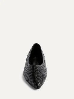 Linzi Talina Woven Pointed Toe Ballet Flats Black New