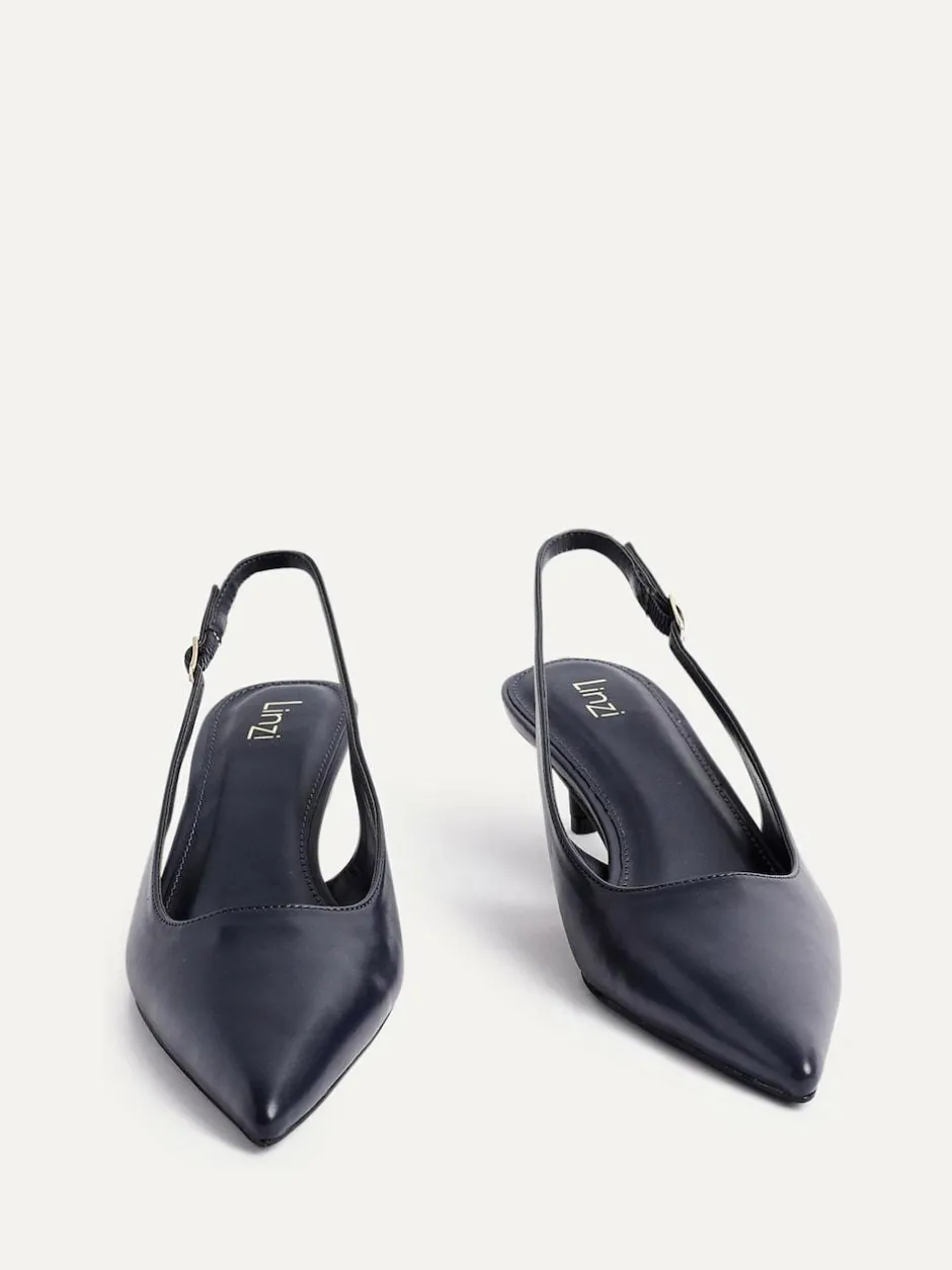 Linzi Elvira Kitten Heel Slingback Courts Blue Outlet