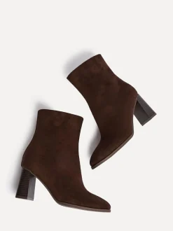 Linzi Approach Round Toe Block Heeled Ankle Boots Brown Hot