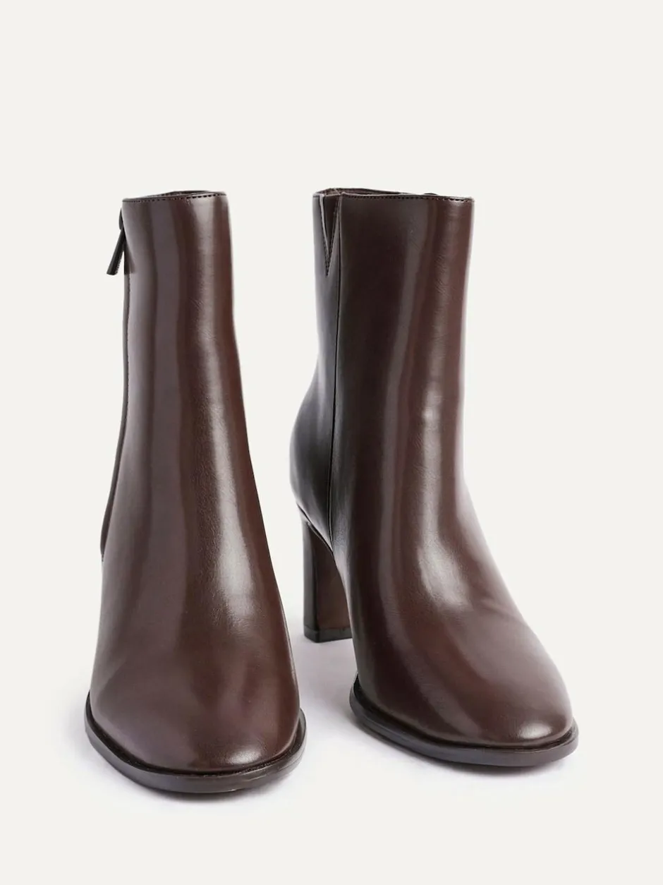 Linzi Jonas Block Heel Ankle Boots Brown Hot