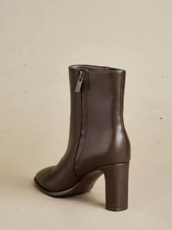 Linzi Jonas Block Heel Ankle Boots Brown Hot