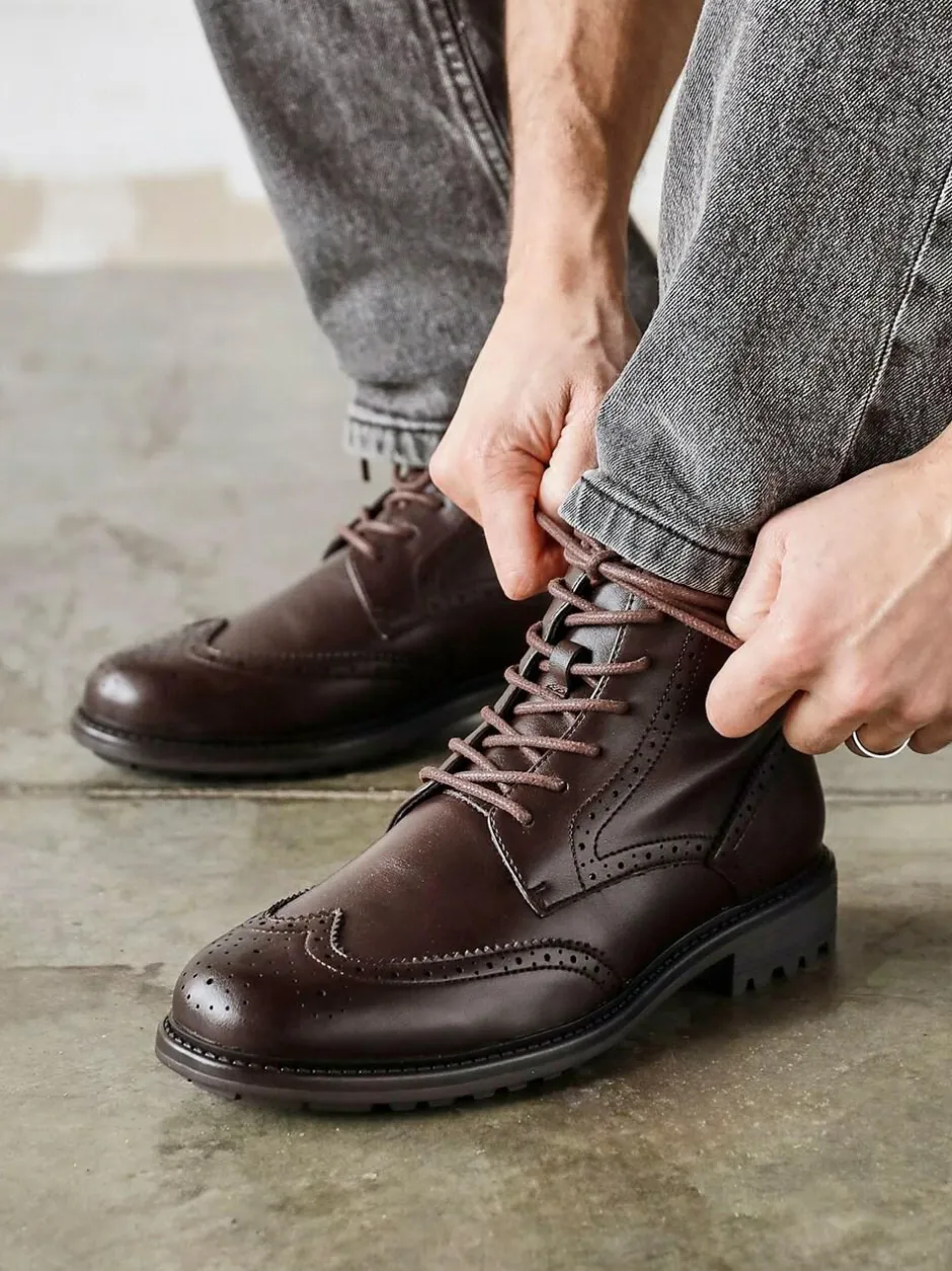 Linzi Leonardo Brogue Boots Brown Hot