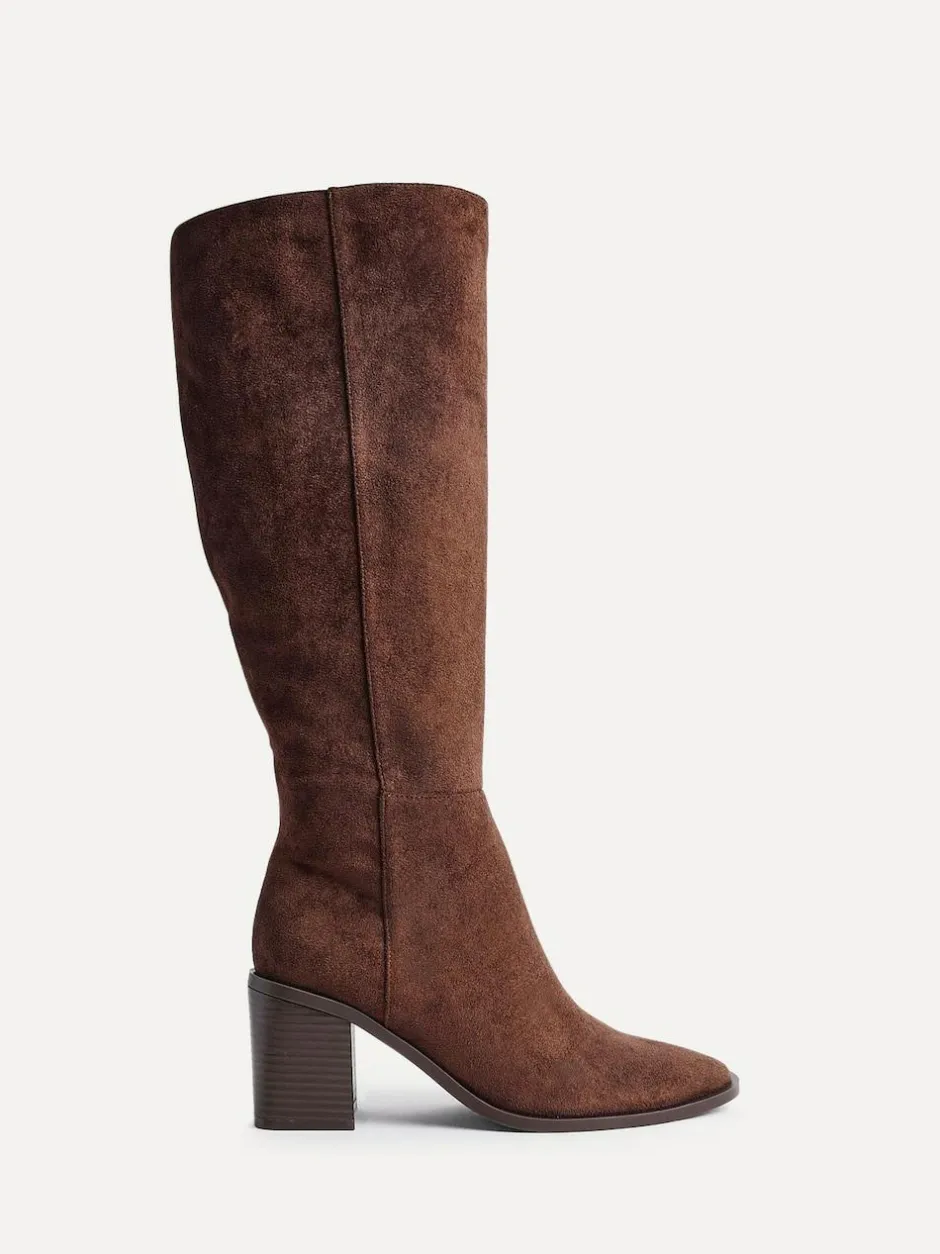 Linzi Levine Block Heeled High Leg Boots Brown Online