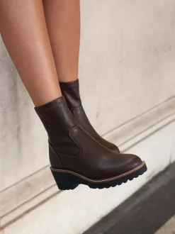 Linzi Brown Trish Stretch Wedged Heel Ankle Boots