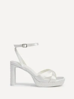Linzi Cream Bridal Romantica Platform Heeled Sandals with Embellishments Discount